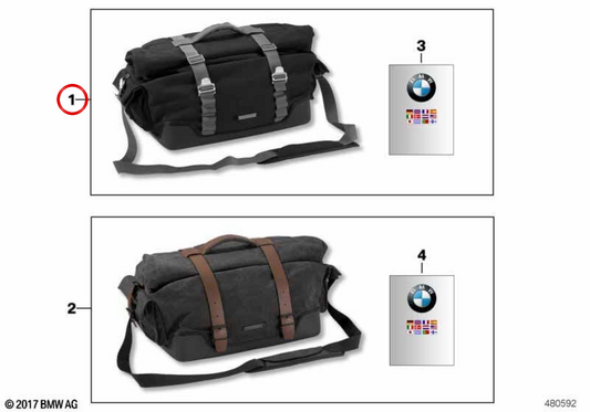 Black waterproof 40 l rear bag OEM 77498545097 for BMW R nineT, R nineT Pure, Scrambler, Racer, Urban G/S... and more. Original BMW Motorrad