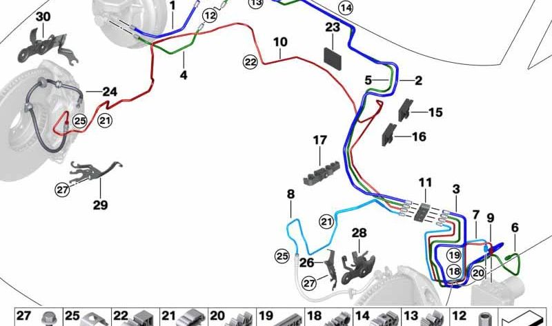 OEM -Bremsrohranschluss 34326894616 für BMW F90, G30, G31, G32, G11, G12. Original BMW.