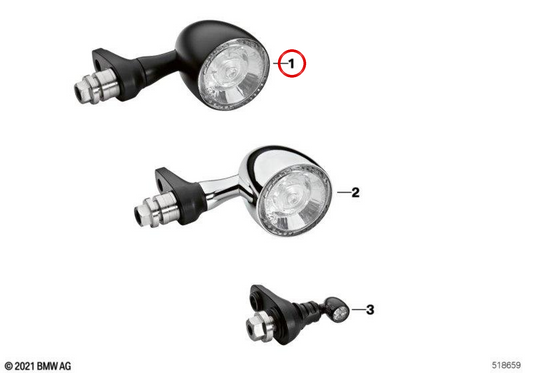Combinazione di indicatori di direzione e luci posteriori a LED OEM 77515A1A1B0 per BMW Motorrad R 18, R 18 Classic. BMW Motorrad originale.