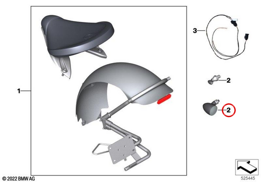 Combinazione di indicatori di direzione e luci posteriori a LED OEM 77515A59913 per BMW Motorrad R 18, R 18 Classic. BMW Motorrad originale.