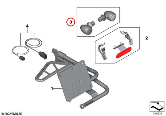 OEM 77515A5BC73 multifunction LED mini turn signal set for BMW Motorrad R 18, R 18 Classic. Original BMW Motorrad.
