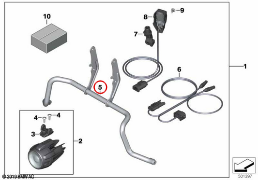 Suporte complementar de farol OEM 77518524085 para motocicletas BMW F750GS, F850GS, F850GS Adventure... e muito mais. Originais BMW Motorrad.