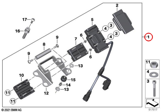 Kit de support de navigation OEM 77522880697 pour motos BMW S 1000 R (K63), M 1000 R (KM3). BMW Motorrad d'origine.