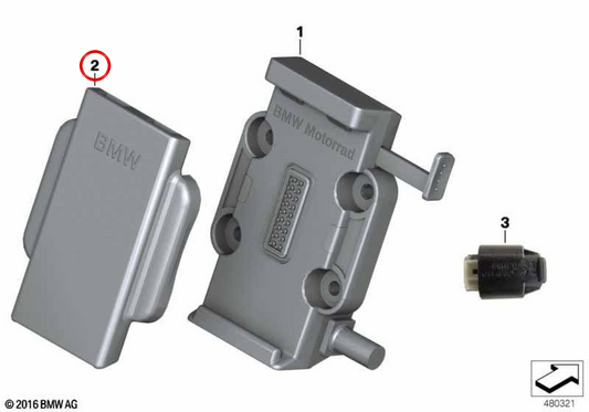 GPS support cover OEM 77527726412 for BMW Motorrad C 400 GT, C 400 X, C Evolution, C 600 Sport and C 650 GT. Original BMW Motorrad.