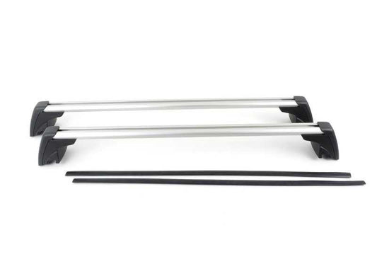 Barras de techo para BMW X1 E84 con railing. OEM 82712338617. Instalación sin herramientas, estructura de aluminio y cierre antirrobo. Compatible con portaesquís, cofres y más. Original BMW.