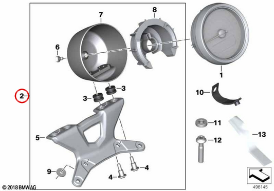 Doppelter Befestigungssatz für schwarze Instrumententafel OEM 77538389483 für BMW R nineT Pure, R nineT Scrambler Motorräder. Original BMW Motorrad.