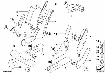 Decorative panel for BMW X5 E70, E70N (OEM 52209120227). Genuine BMW