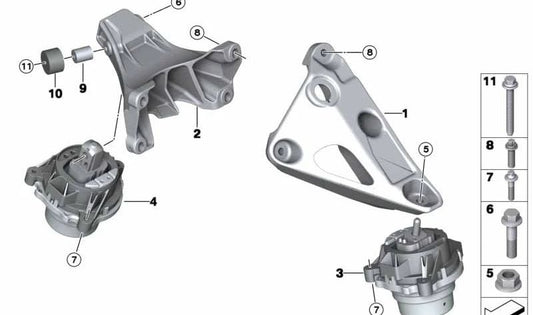 Suporte ao motor esquerdo OEM 22116785713 para BMW F30, F31, F34, F32, F33, F36. BMW original.