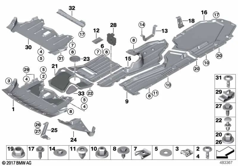 Schnelle Demontageschraube für BMW E60, E60N, E61, E61N, F07 Serie 5, E63, E63N, E64, E64N Serie 6, F01, F02 Serie 7, E70 x5, E71 X6 (OEM 51717123801). Original BMW.