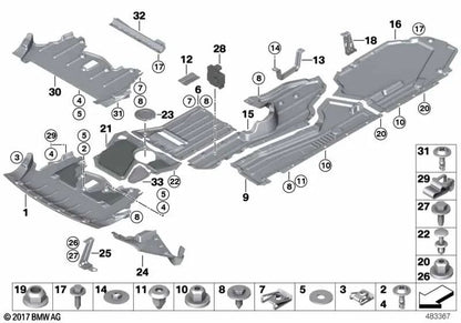 Schnelle Demontageschraube für BMW E60, E60N, E61, E61N, F07 Serie 5, E63, E63N, E64, E64N Serie 6, F01, F02 Serie 7, E70 x5, E71 X6 (OEM 51717123801). Original BMW.