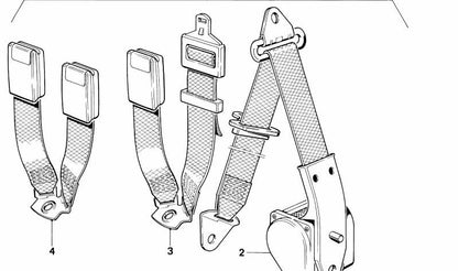 Unterer Heckgurt für BMW E30, E28, E23 (OEM 72111952012). Original BMW