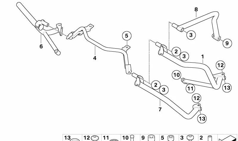Guidon arrière OEM 46547693198 pour motos BMW R1200RT, R900RT. BMW Motorrad d'origine.