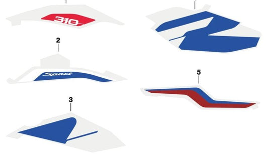 Decoración cubierta depósito izquierda OEM 51147107799 para BMW Motorrad G 310 R (K03, 10/2019 - 02/2025). Original BMW Motorrad.
