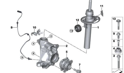 Muelle-amortiguador delantero derecho OEM 31306880606 para BMW X3 G01, X4 G02, X3 G01 LCI, X4 G02 LCI. Original BMW.