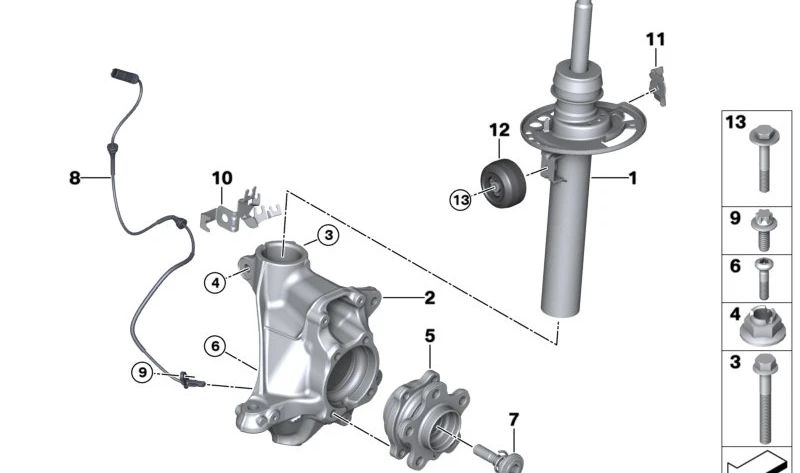 Amortiguador delantero izquierdo OEM 31316895497 para BMW G02. Original BMW.