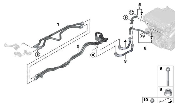 Tubo de retorno para BMW Serie 5 G60, Serie 7 G70, I20 (OEM 17128743379). Original BMW