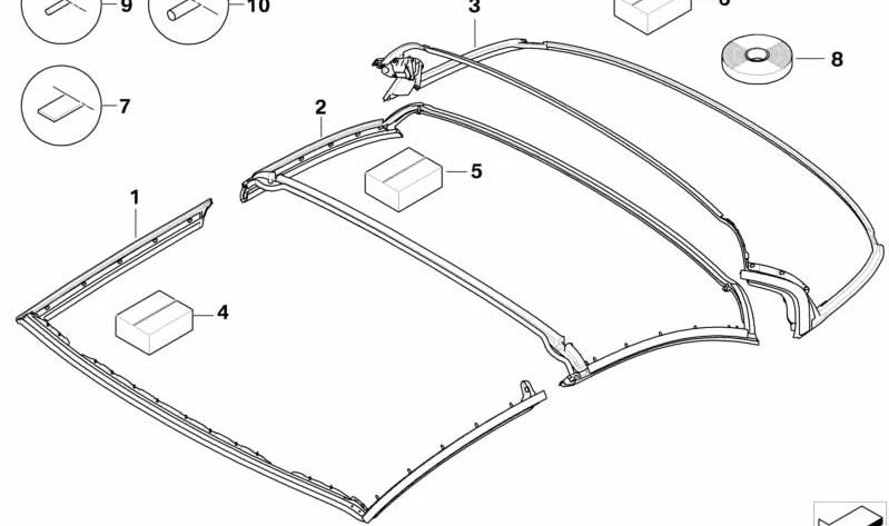 Hartes Dach hinten OEM 54377217244 für BMW E93 (3 Cabrio -Serie). Original BMW.