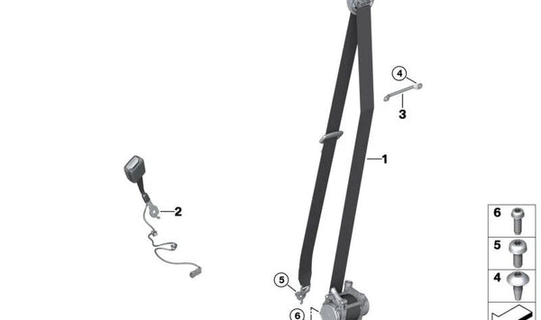 Correa inferior delantera OEM 52109493485 para BMW F70, U06, U11, U12, U10 y MINI F65, F66, U25. Pieza original BMW y MINI.