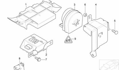 Módulo de ultrasonidos OEM 65756937083 para MINI R50 y R53. Compatible con modelos One y Cooper de 2001 a 2006 con alarma de interior. Original MINI.