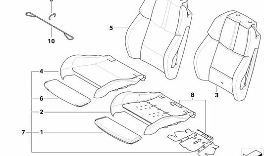 Funda de respaldo de cuero izquierda OEM 52108038633 para BMW E93. Original BMW.