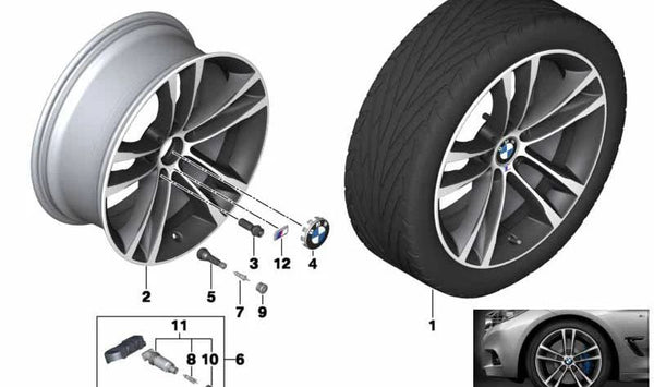Llantas de aleación 19" jet black OEM 36118094686 para BMW Serie 3 F34 y F34N. Original BMW.