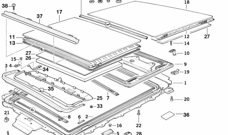Central Solar Roof Board 54128149662 pour BMW E34. BMW d'origine.