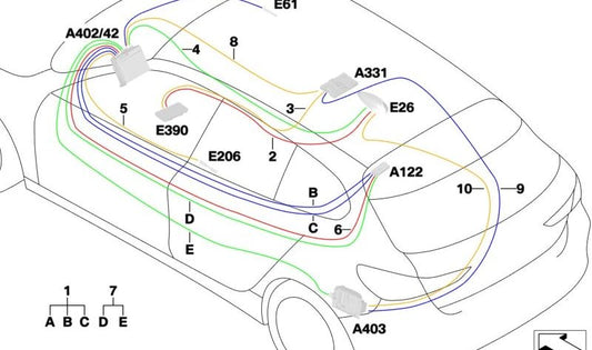 Câble d'antenne DAB OEM 61119432767 pour la série BMW 1 (F40). BMW d'origine