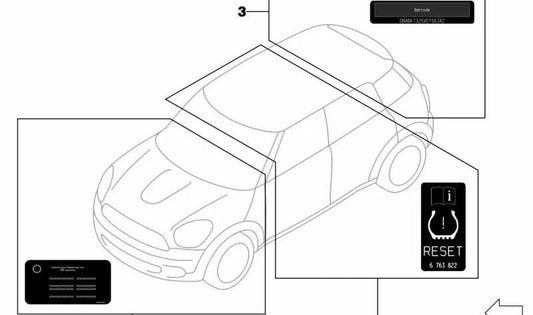 Rótulo "Refrigerante" OEM 71239875709 para MINI F56 BEV, F56 BEV LCI... y más. Original MINI.
