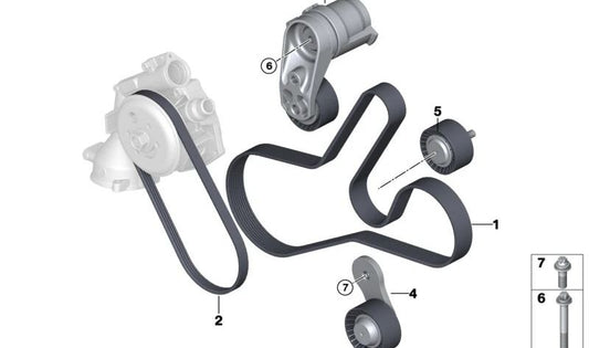 Tensor de correa mecánico OEM 11288088632 para BMW F87, F80, F82, F83. Original BMW.