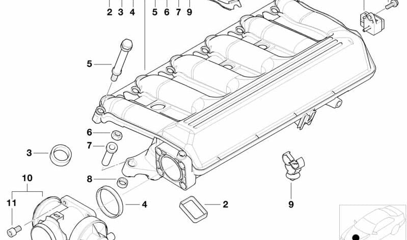 Conducto de admisión OEM 11617792019 para BMW E46 330d, E39 530d, E38 730d, E53 X5 3.0d. Compatible con motores M57. Original BMW.