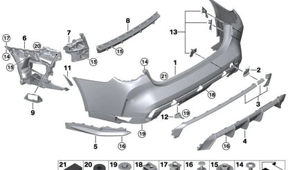Rear center guide for BMW G22, G23, G82, G83 (OEM 51127490723). Original BMW