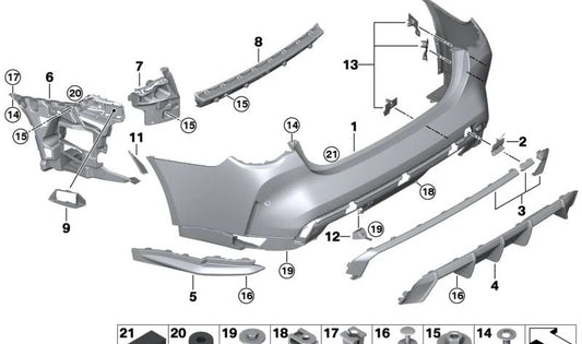 Rear left side support for BMW 4 Series G22, G23, G82, G83 (OEM 51127497111). Original BMW