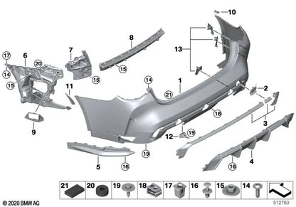 Posteriore del paraurti coading per BMW 4 G82, G83 (OEM 51128086598). BMW originale