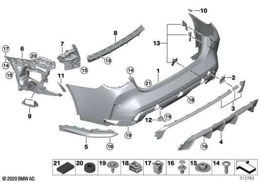 Rear left side support for BMW G82, G82N, G83, G83N (OEM 51128074727). Original BMW.