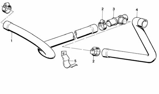 Manguera del sistema de refrigeración OEM 11531719983 para BMW E24 635CSi {todos los modelos: 5331, 5332, 5341, 5342, 5351, 5352, 5361, 5362, 5371, 5372}. Original BMW.