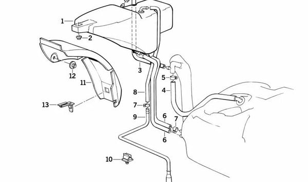 Tubo de ventilación OEM 16131179633 para BMW E34 y E32. Original BMW.