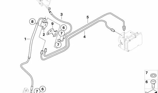 Kit de reforço ABS OEM 34328520845 Para os modelos BMW Motorrad G 650 X (GK15) 0141 e 0164. Compatível com a produção 2006–2009. Substituição original BMW Motorrad.