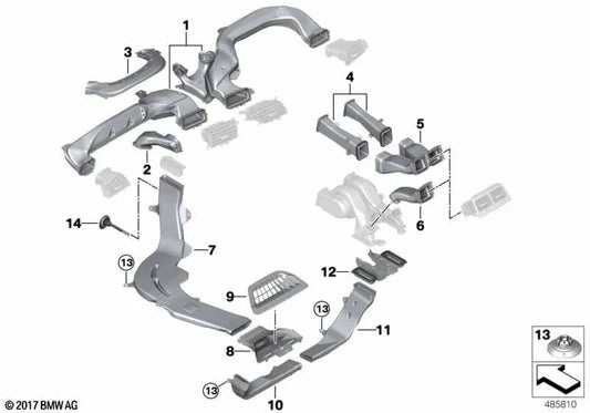 Condotto dell'aria posteriore sinistra per BMW G38, G11, G12 (OEM 51477458017). BMW originale