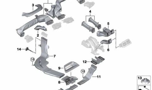 Conduito do ar traseiro direito para BMW G38, G38N, G11, G11N, G12, G12N (OEM 51477458018). BMW original.