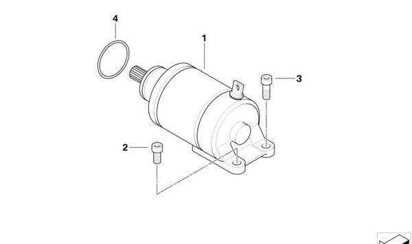 Motor de arranque OEM 12407653356 para BMW Motorrad C1 (C1 200, C1 125) modelos C101 con cambio automático. Original BMW Motorrad.