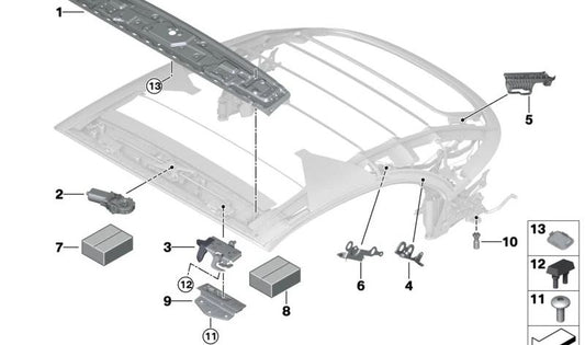 Bisagra derecha OEM 54349448952 para BMW F91 y G14. Original BMW.