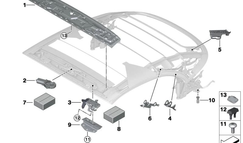 Juego de soportes para luneta trasera OEM 54349448955 para BMW F91 y G14 (M8 Competition, 840d xDrive, 840i). Original BMW.