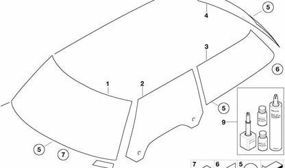 Ventanilla lateral verde puerta izquierda OEM 51337130909 para MINI R50, R53, Cabrio R52. Original MINI.