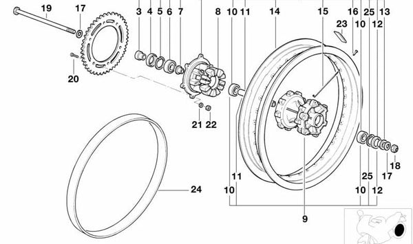 Tuerca hexagonal M16x1.5 OEM 36312345473 para BMW Motorrad F 650, F 650 ST. Original BMW Motorrad.