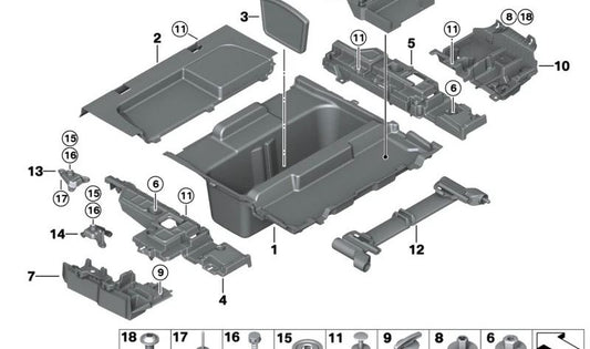 Ou organizar bandeja ou tronco traseiro EEM 51477349391 para BMW F31, F31N. BMW original.