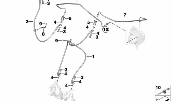 Latiguillo de freno delantero OEM 34328548298 para BMW Motorrad F 800 R (FK73) modelos 0B04A y 0B54A. Años 2014–2019. Recambio original BMW Motorrad.