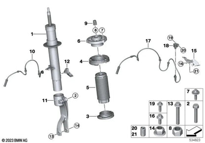 Soporte sensor de revoluciones de rueda izquierda OEM 34526883125 para BMW X5 G05, X5 M F95, X6 G06, X7 G07, XM G09... y más. Original BMW.