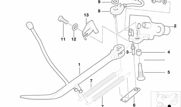 Apoyo lateral OEM 46537676203 para BMW R1200C Montauk (10/2002 - 10/2004). Original BMW Motorrad.