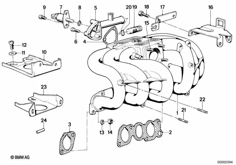 Soporte para BMW Serie 3 E30, Serie 5 E28 (OEM 11611714752). Original BMW