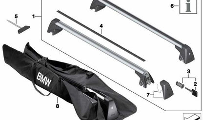 Tapa de protección con clip OEM 82792406093 para BMW F11, G31, E84, F25. Accesorio original BMW para barras de techo y portaequipajes.